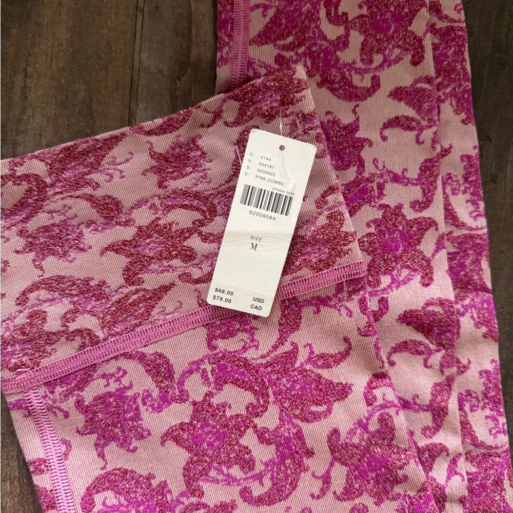 Anthropologie Daily Practice Pink Jacquard Seamless Leggings M NWT